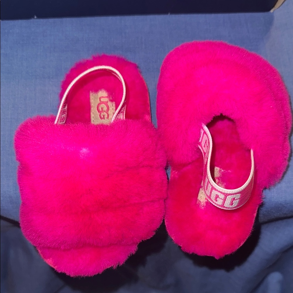 UGG Pink Fuzzy Slippers Cozy Indoor Comfort